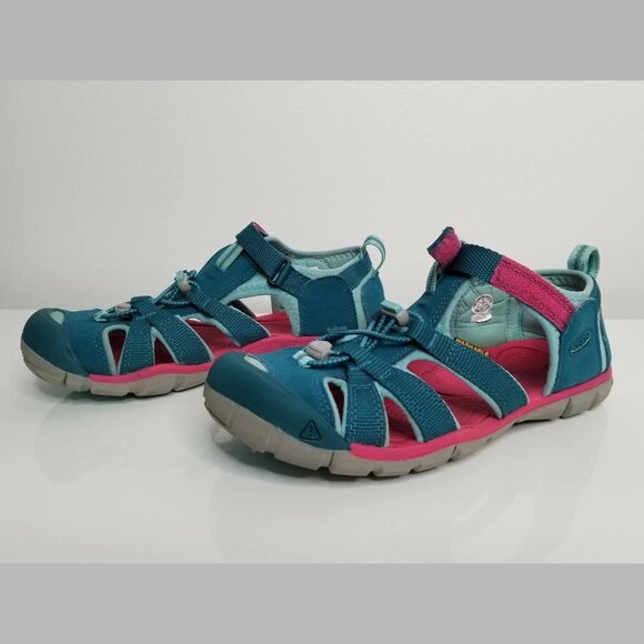 KEEN Hiking Trail Seacamp CNX Sandals Shoes Youth Girl 5 Washable Blue Teal - Picture 2 of 10